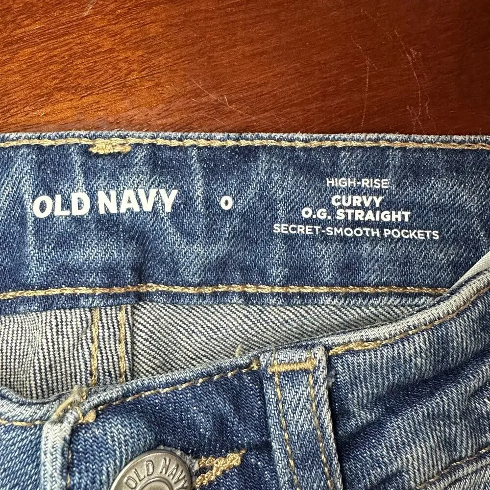 Old Navy High Rise Curvy O.G. Straight Secret-Smooth Pocket Jeans Sz 0 Blue